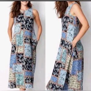 NWT J.Jill Floral Patchwork Maxi Dress with Pockets